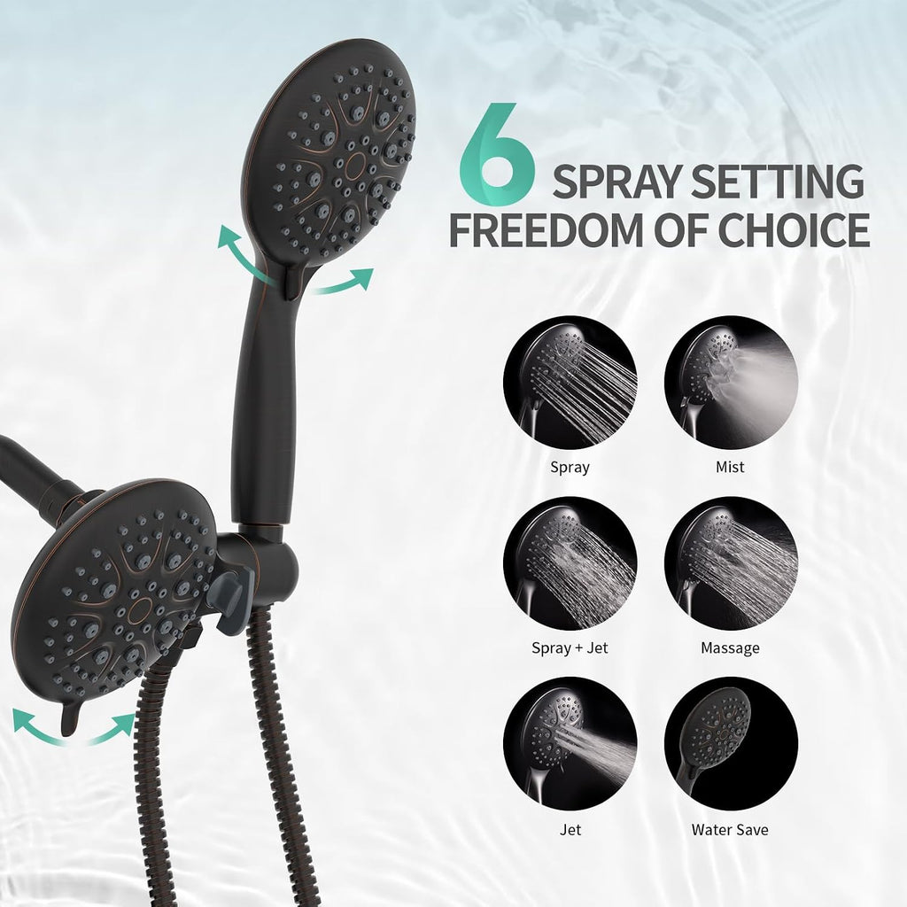 SR SUN RISE High Pressure 3-Way Rainfall Shower Faucet, 3 in 1 Shower Head and Handheld Shower Combo Set with 71' Hose, Easy to Clean Bathtub or Pets, Valve and Shower Trim Kit, Oil Rubbed Bronze