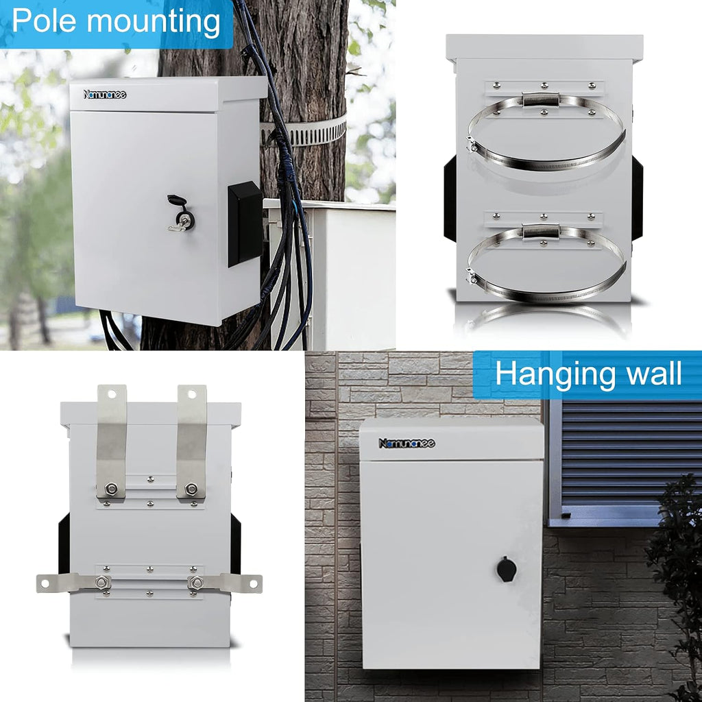 Outdoor Electrical Box, Cold-Rolled Steel Plate, Aluminum Alloy Back Beam, One-Piece Ventilation Design, IP65 Waterproof, Wall/Pole Mounted (17.8' x 13.8' x 8')