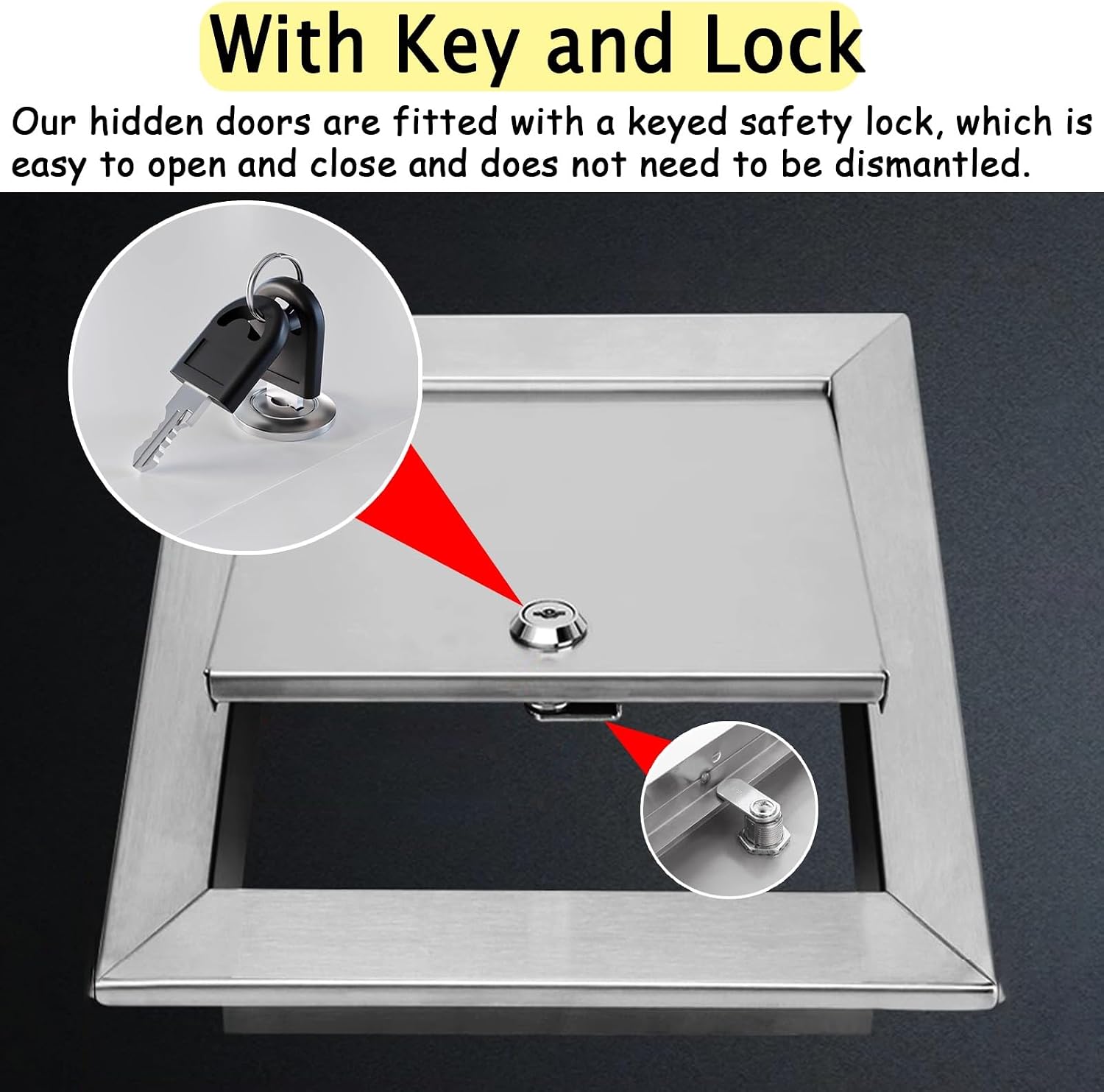 Kunovo Small Stainless Steel Access Panel, Lockable Inspection Cover with Keys, Electrical and Plumbing Service Shaft Door, Wall Inspection Hatch(16x16in/40x40cm)