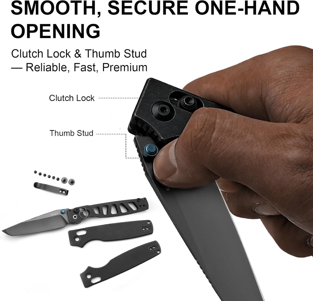 Kizer Original 2 EDC Pocket Knife, 3.2' S45VN Tanto Folding Knife with Titanium Handle, Thumb Stud Opener Clutch Lock, for Camping Hiking Fishing Ki3605.2TA1