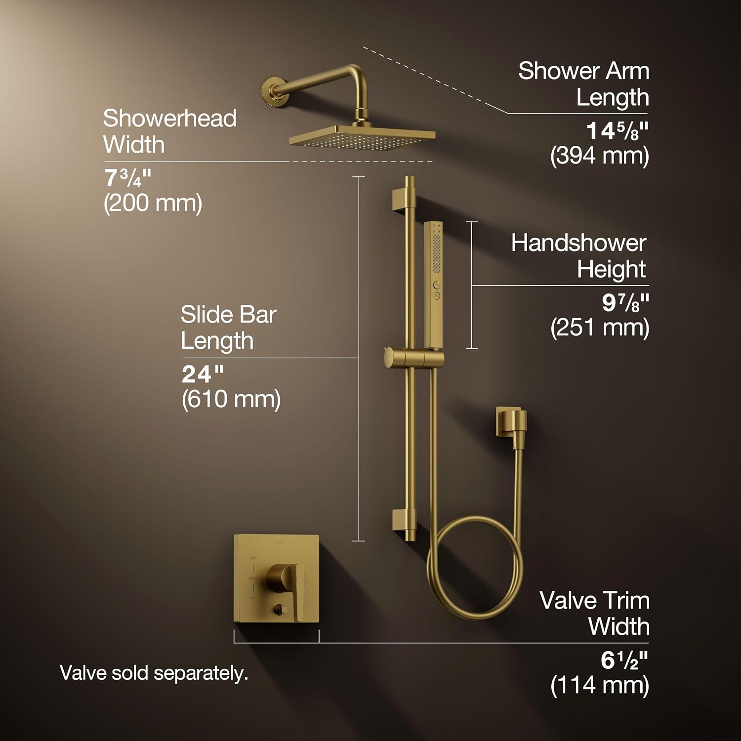 Kohler K-26273-G-2MB Honesty Shower Kit with Showerhead, Handshower, and Trim, 1.75 gpm, Vibrant Brushed Moderne Brass