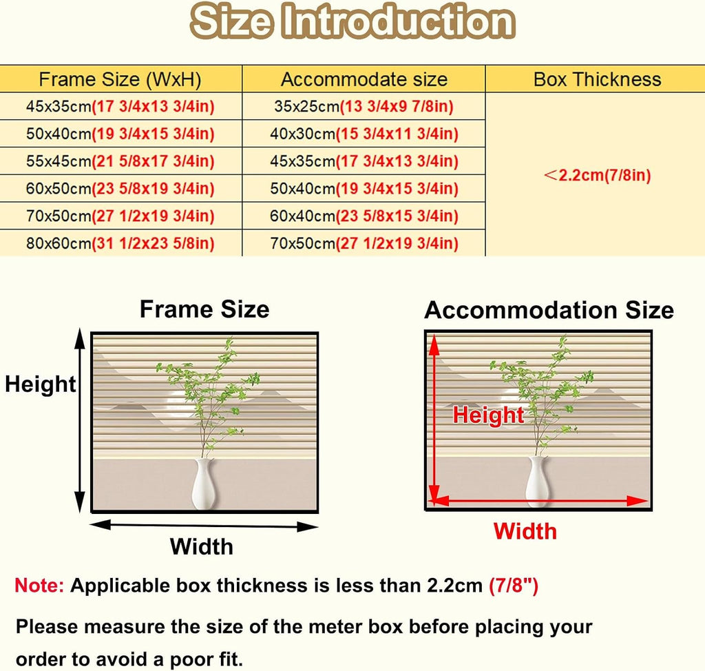 Sliding Electrical Panel Cover Plate for Home Decor, Replacement Fuse Box Cover for Hide Consumer Unit Box, Outdoor Distribution Boxs Decoration(Style/f,50x40cm(19 3/4x15 3/4'))