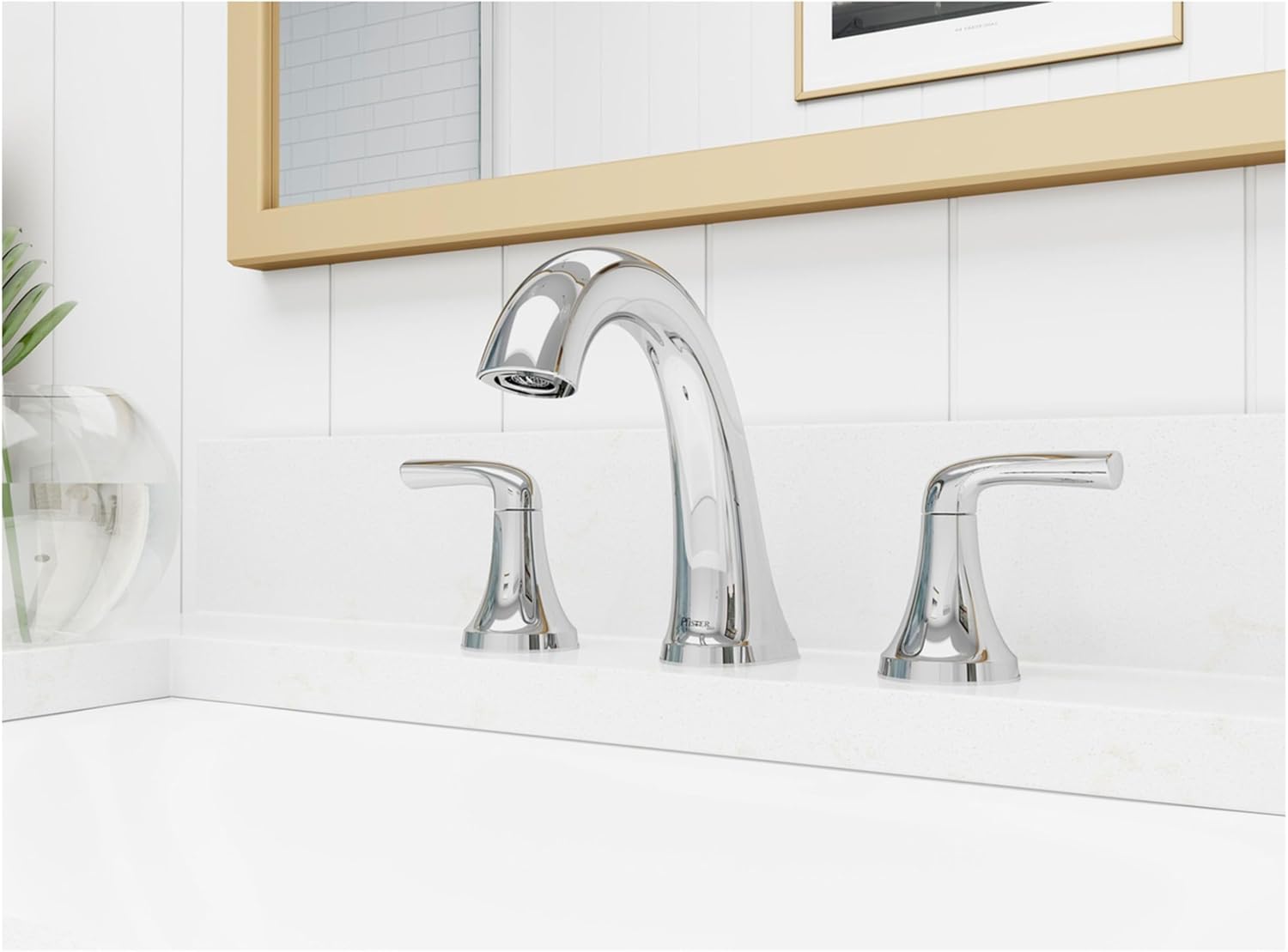 Pfister, LG49-MCA0GS, McAllen 1.2 GPM 2-Handle 8' Widespread Bathroom Faucet, Spot Defense Brushed Nickel