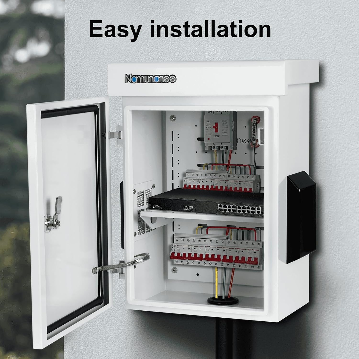 Outdoor Electrical Box, Cold-Rolled Steel Plate, Aluminum Alloy Back Beam, One-Piece Ventilation Design, IP65 Waterproof, Wall/Pole Mounted (17.8' x 13.8' x 8')