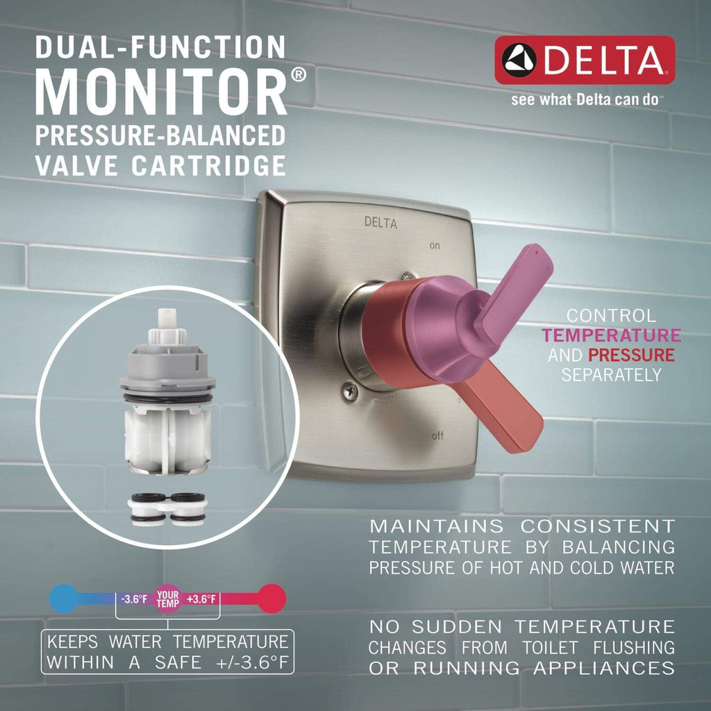 Delta Faucet Ashlyn 17 Series Dual-Function Tub and Shower Trim Kit with 2-Spray Touch-Clean In2ition 2-in-1 Hand Held Shower Head with Hose, Venetian Bronze T17464-RB-I (Valve Not Included)