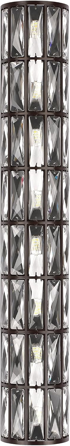 8 Light Modern Polyhedral Crystal Shade Wall Sconce Light Fixtures,Oil Rubbed Bronze Finish for Bathroom,Bedroom Living Room Bedside E12 Base