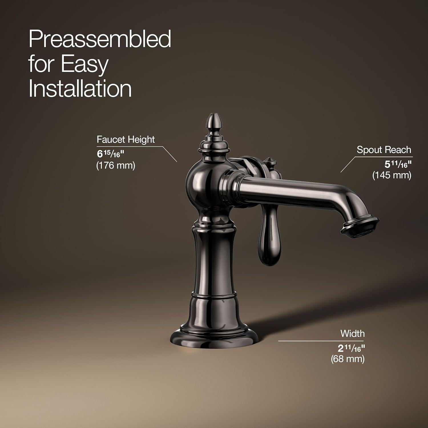 Kohler 72762-9M-TT Artifacts® Single-Handle Bathroom Sink Faucet, 1.2 gpm, Vibrant Titanium