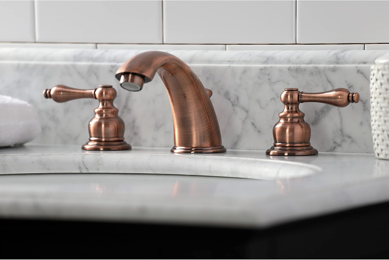 Kingston Brass KB976AL Victorian Widespread Bathroom Faucet, Antique Copper, 10 x 5.75 x 4.06