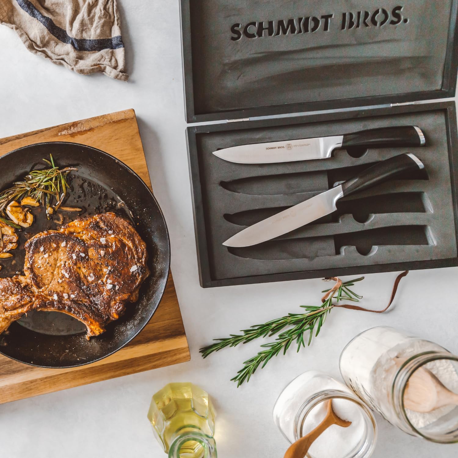 Schmidt Brothers - Heritage 4-Piece Jumbo Steak Knife Set, High-Carbon German Stainless Steel Cutlery