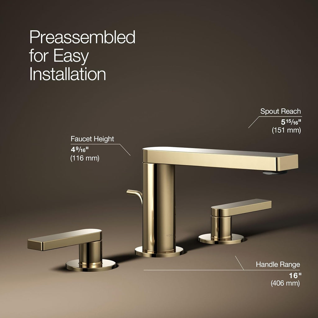 Kohler 73060-4-AF Composed® Widespread Bathroom Sink Faucet with Lever Handles, 1.2 gpm, Vibrant French Gold