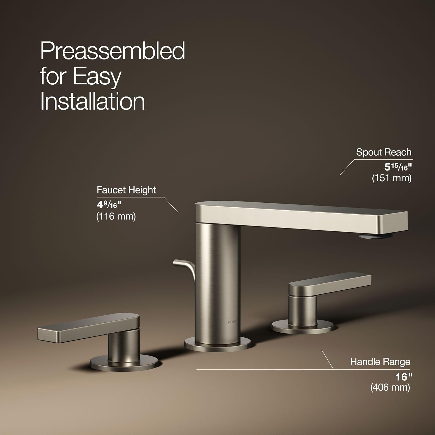 Kohler 73060-4-BN Composed® Widespread Bathroom Sink Faucet with Lever Handles, 1.2 gpm, Vibrant Brushed Nickel