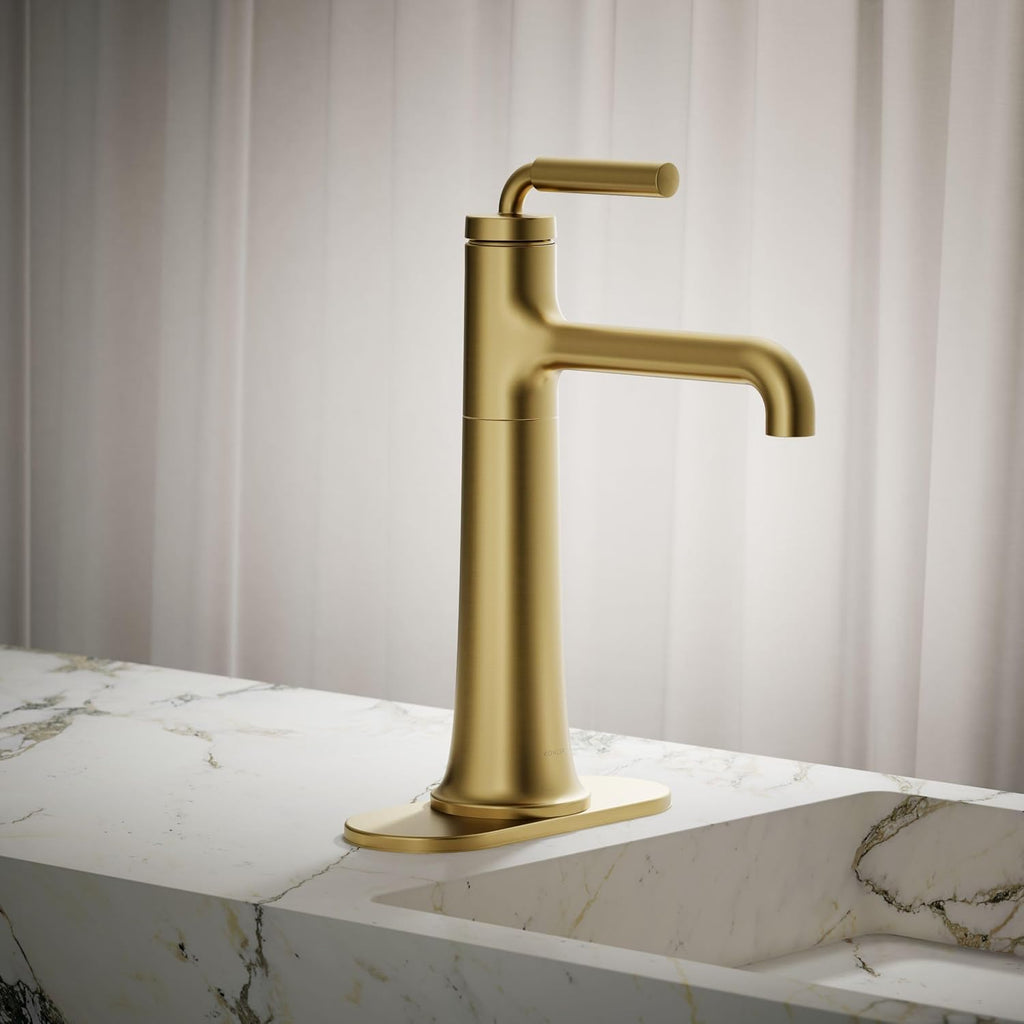 Kohler 26437-4-2MB Tone™ Tall Single-Handle Bathroom Sink Faucet, 1.2 gpm, Vibrant Brushed Moderne Brass
