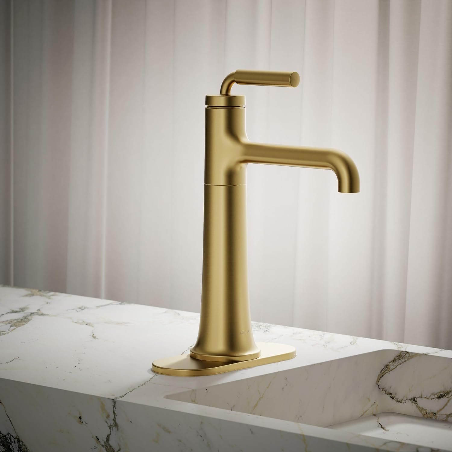 Kohler 26437-4-2MB Tone™ Tall Single-Handle Bathroom Sink Faucet, 1.2 gpm, Vibrant Brushed Moderne Brass