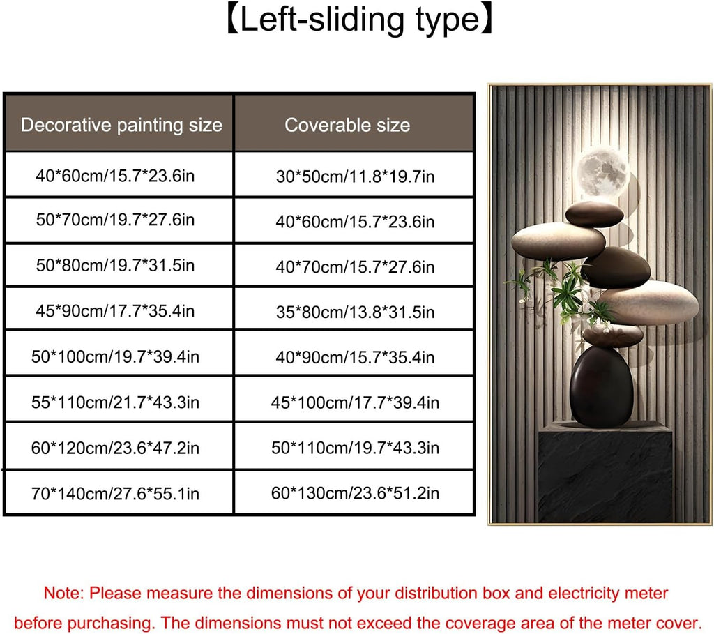 JHDXL Wall Mounted Electrical Panel Cover, Meter Box Decorative Painting, Aluminum Frame Indoor Outdoor for Living Room Office(Black2,45 * 90cm/17.7 * 35.4in)