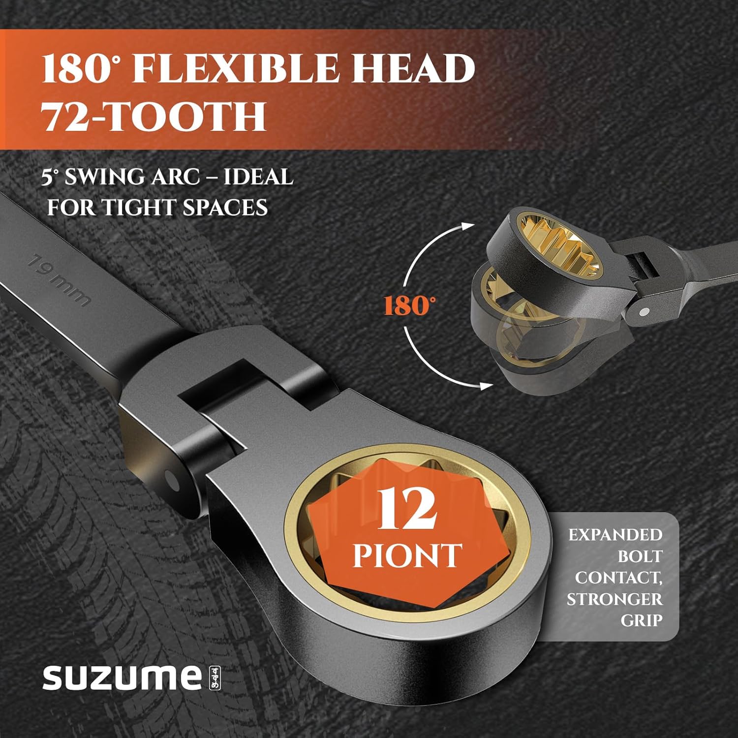SUZUME 24-Piece Metric and SAE Flex Head Ratcheting Wrench Set & Flex Head Stubby Ratcheting Wrench Set
