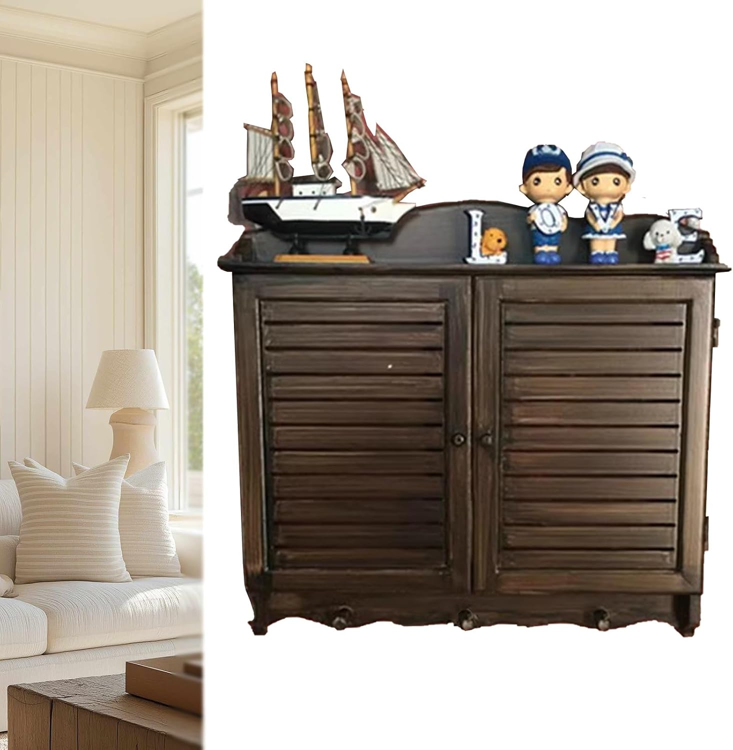 Electrical Panel Cover Wall Mounted Cabinet for Electric Meter Box, Vent Wood Breaker Box Cover, Creative Fuse Box Covers with Hooks, Decorative Distribution Cover(Dark brown,43x52CM-16.9x20.5')
