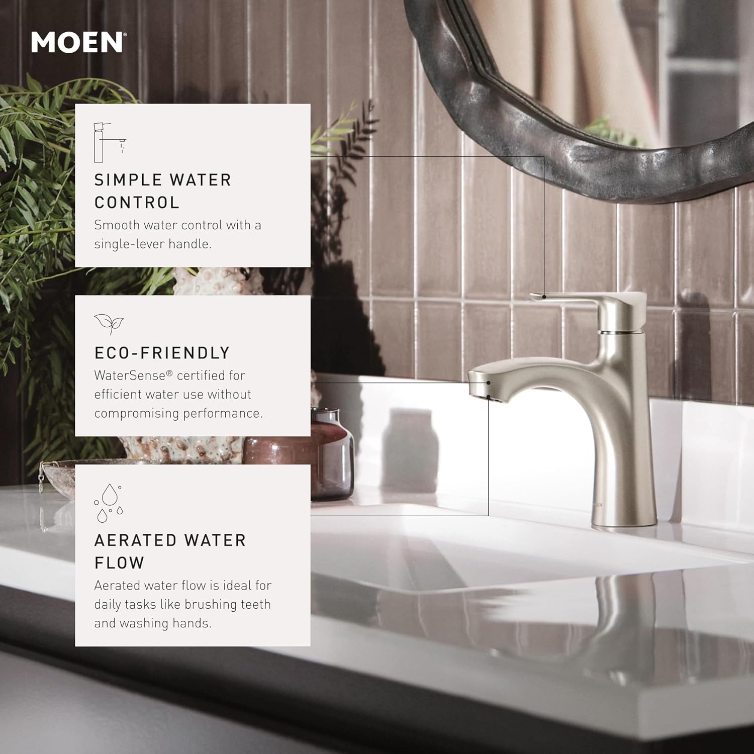 Moen Findlay Bronzed Gold Single-Handle Bathroom Faucet, Single-Hole Setup with Deckplate, 84516BZG