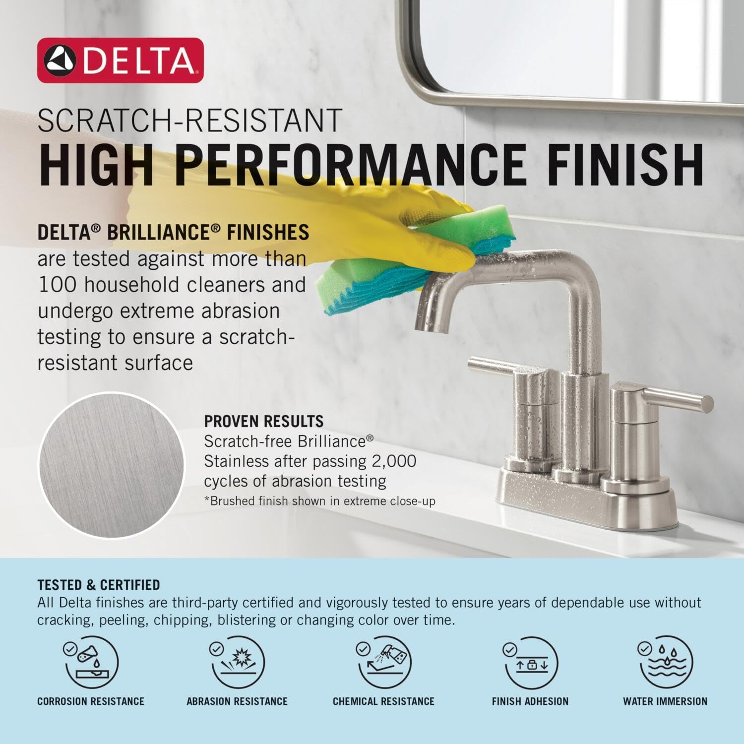 Delta Nicoli Centerset Chrome Bathroom Faucet with Sprayer, 4 Inch 3 Hole Bathroom Sink Faucet with Pull Out Sprayer, Push-Pop Drain, Chrome 25849LF-PD