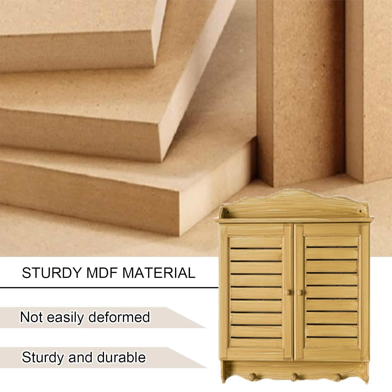 Decorative Electrical Panel Cover, Retro Meter Switch Box, Wooden Hide Breaker Box Cover, with Hooks and Handles, Flip-top Cabinet Doors Design(Beige,53 * 40cm/20.9 * 15.7in)