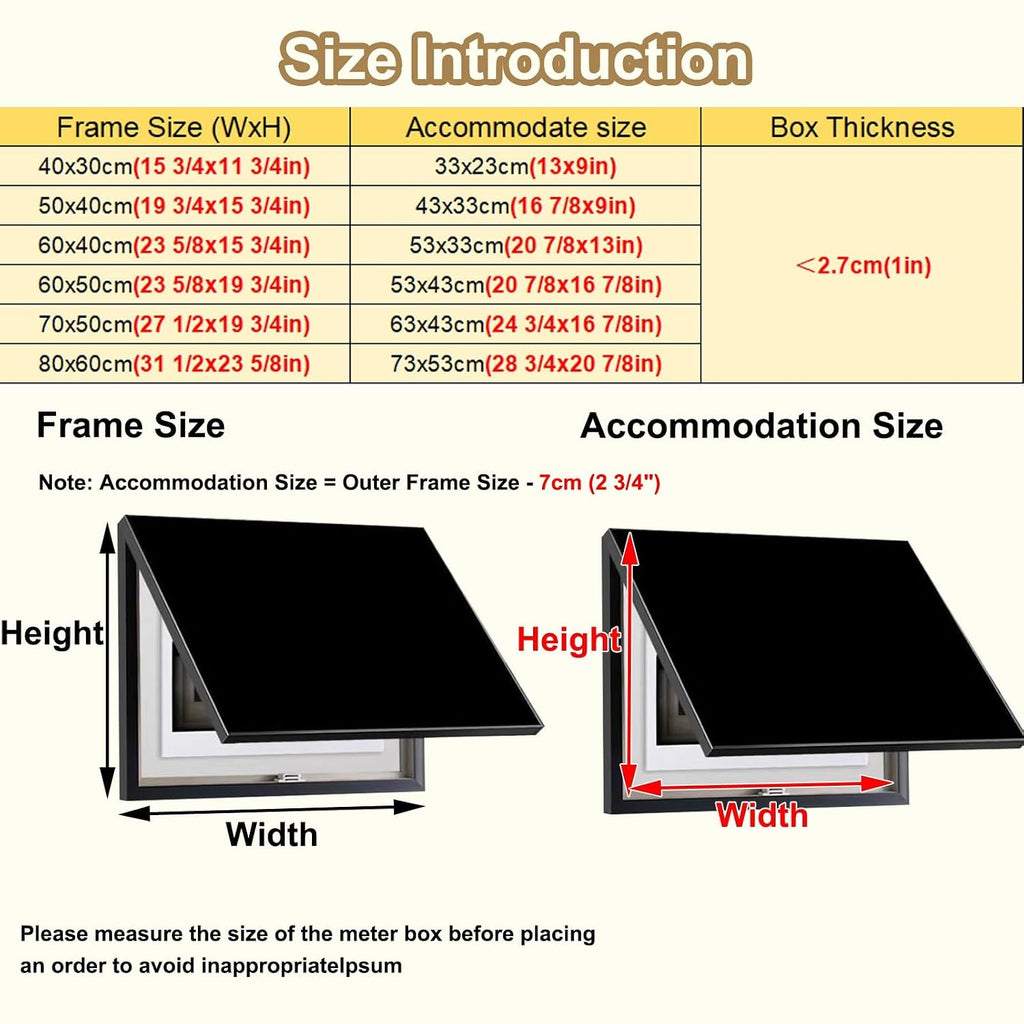 Art Tan Breaker Box Cover with Screws - Durable Metal Electrical Panel Cover for Laundry Room, Horizontal Design, Fits Standard Meter Box (90x70cm / 35 3/8x27 1/2in)
