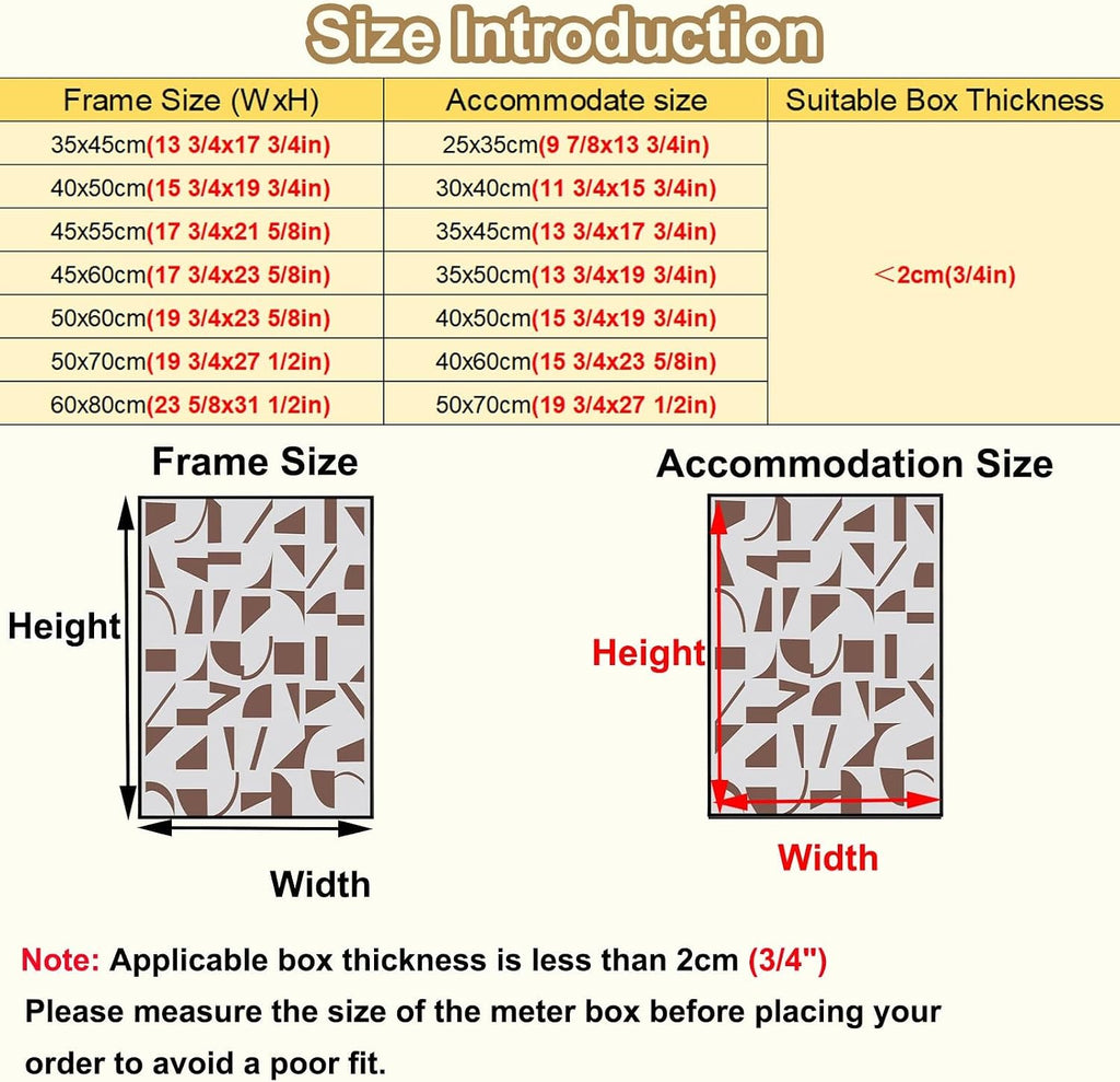 Wall Breaker Box Cover Art Tan, Decorative Electrical Panel Cover for Hide Fuse Box/Meter Box, Indoor Fuse Box Cover for Home/Kitchen(F,50x70cm(19 3/4x27 1/2in))