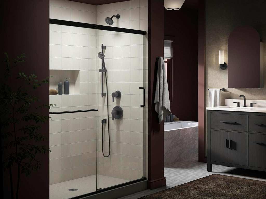 KOHLER K-35331-H-BL Elate® 28' Three-Function Handshower Kit, 1.5 GPM, Water-Saving, Shower Head with Handheld, Multiple Spray Modes, Sleek Design, Matte Black