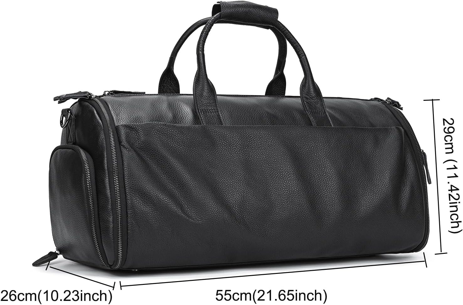LUUFAN Genuine Leather Garment Bag Large Capacity Travel Bag Business Suit Carrier Bag with Shoe Compartment, Men Women Duffel Bags for Overnight Gym Sports Weekend, Black
