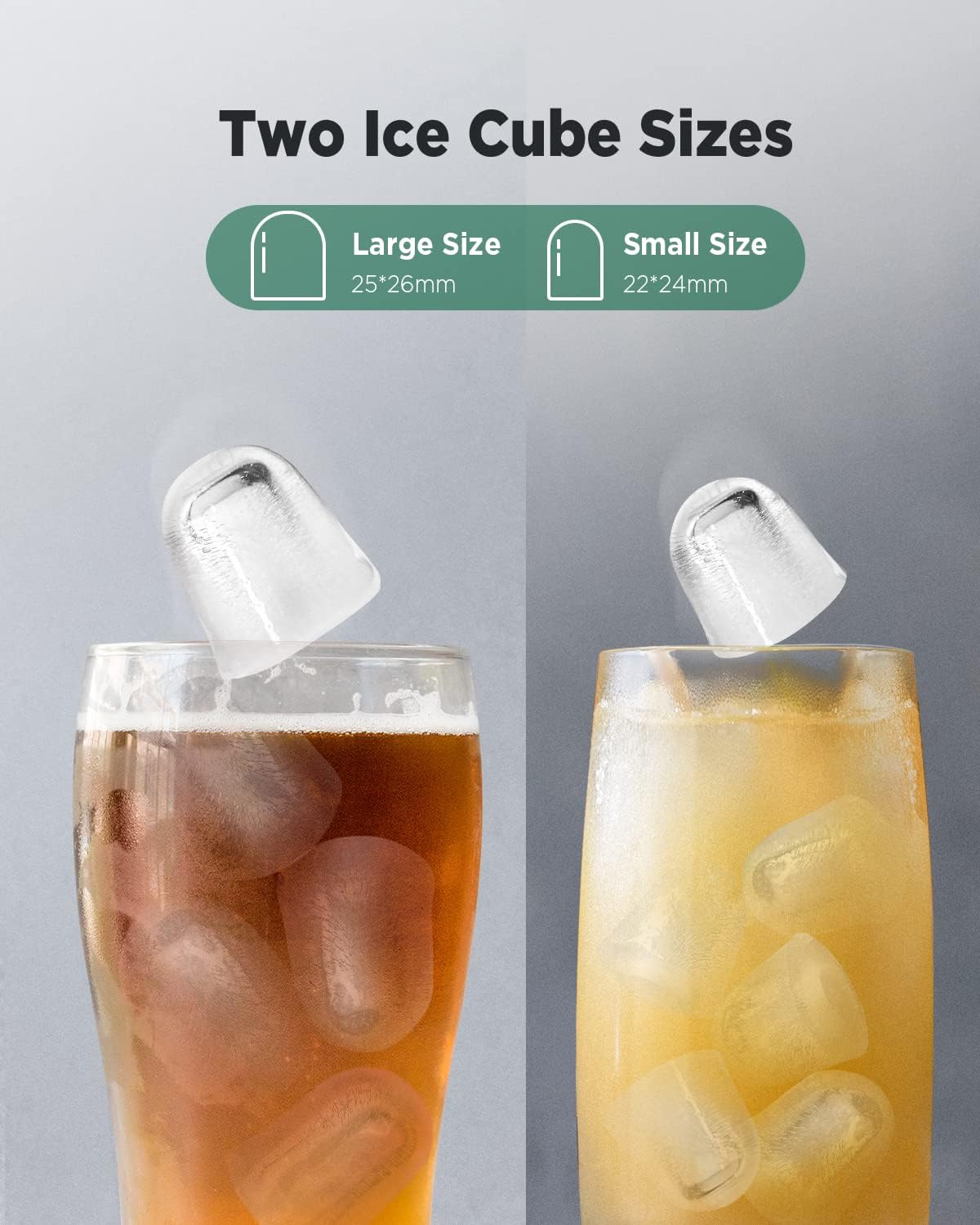 Ice Makers Countertop - Silonn Portable Ice Maker Machine for Countertop, Make 26 lbs Ice in 24 hrs, 2 Sizes of Bullet-Shaped Ice with Ice Scoop and Basket