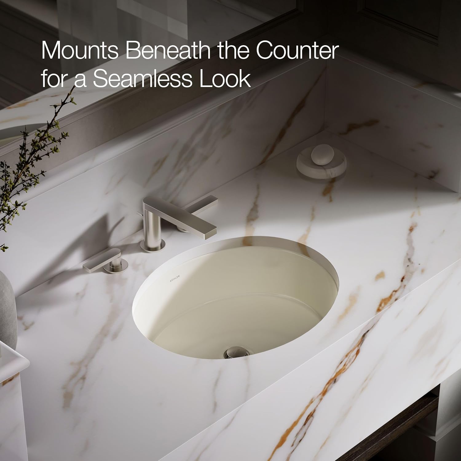 Kohler K-2881-96 1-Bowl Undermount Bathroom Sink w/Overflow Biscuit