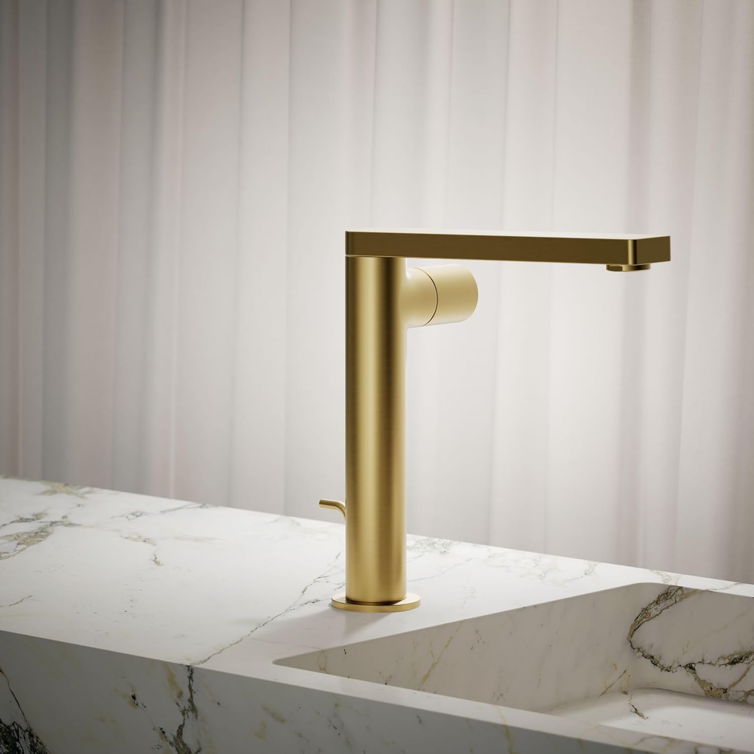 Kohler 73159-7-2MB Composed® Tall Single-Handle Bathroom Sink Faucet with Cylindrical Handle, 1.2 gpm, Vibrant Brushed Moderne Brass