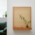 Electrical Panel Cover Wooden Frame Electric Panel Cover, Fuse Box Cover with Rattan Mesh & Shelf, Breaker Box Cover Suspension Mounting, Living Room/ Farmhouse Decor(WXL-35 x 40CM-13 3/4 X 15 3/4')