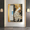 JHDXL Fuse Box Cover, Modern Meter Box Decorative Painting, Peacock Wall Fresco with Metal Picture Frame, for Living Room, Entrance Hall, Corridor(Gold1,50 * 80cm/19.7 * 31.5in)