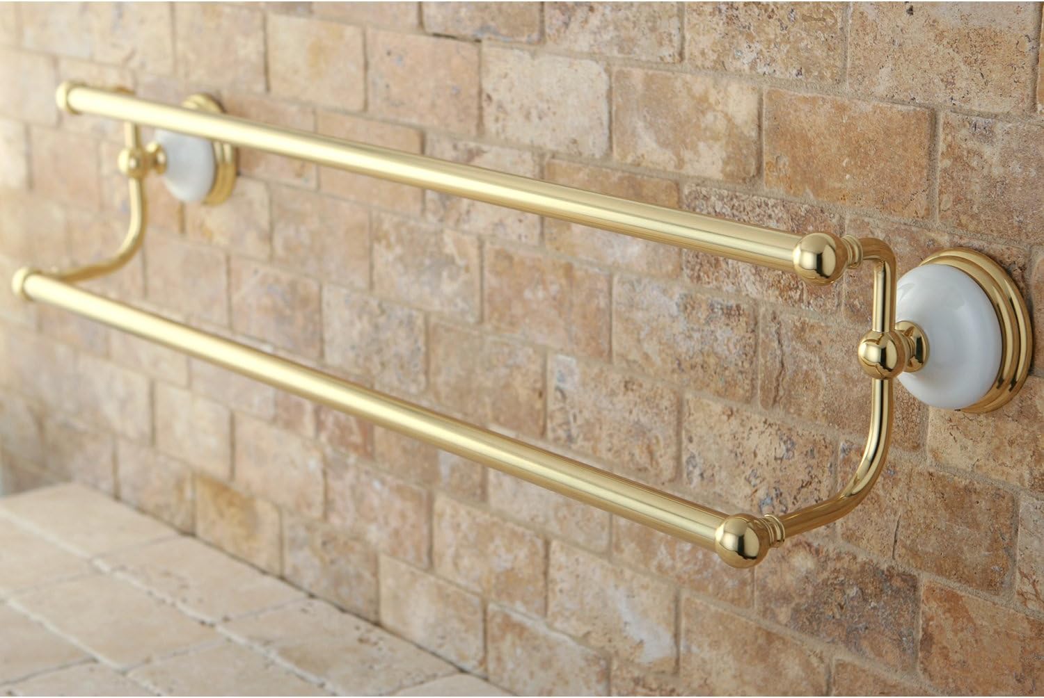Kingston Brass BA1113PB Victorian Dual Towel-Bar, 24-Inch, Polished Brass