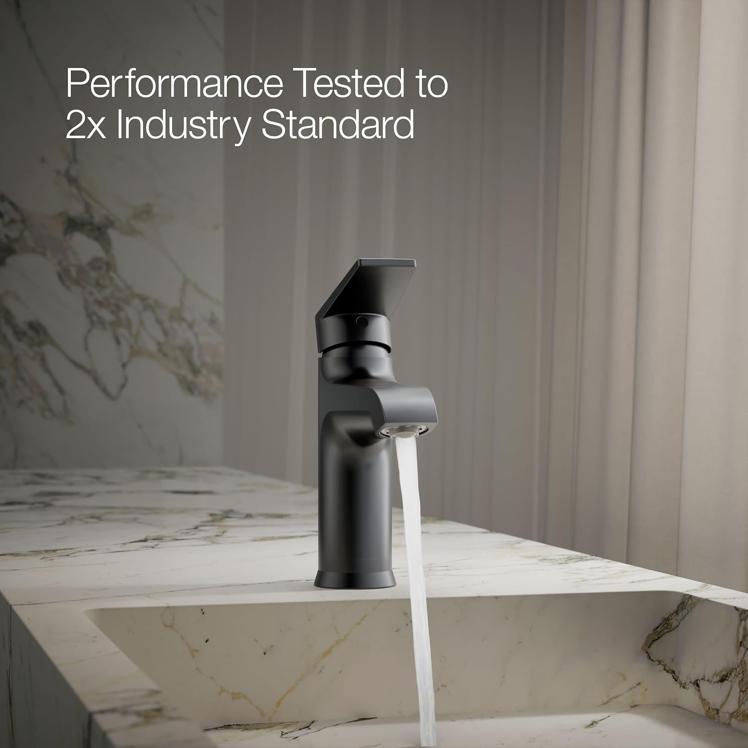 KOHLER K-37894-4-BL Hint® Centerset Bathroom Sink Faucet, Bathroom Faucets for Sink 3-Hole, 1.2 GPM, Matte Black