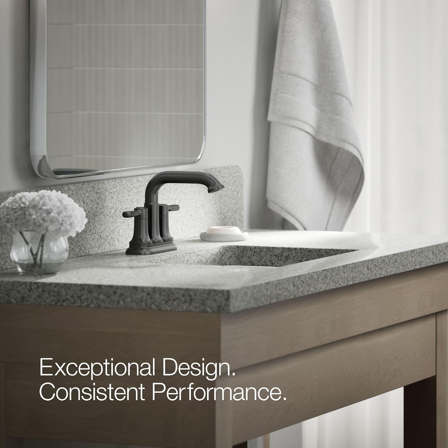 Kohler R33043-4D-BL Ealing® Centerset Bathroom Sink Faucet, 1.2 gpm, Matte Black