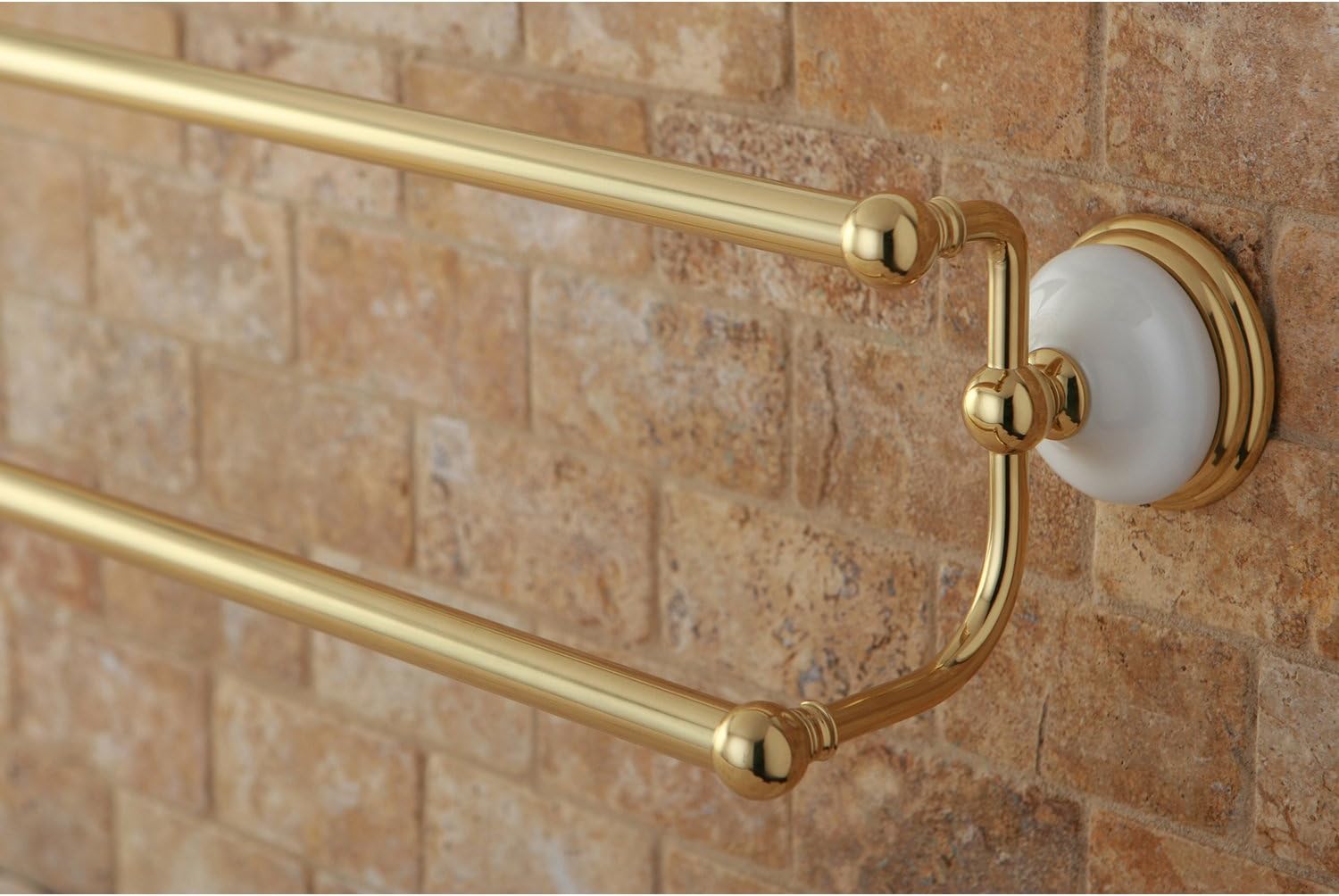 Kingston Brass BA1113PB Victorian Dual Towel-Bar, 24-Inch, Polished Brass
