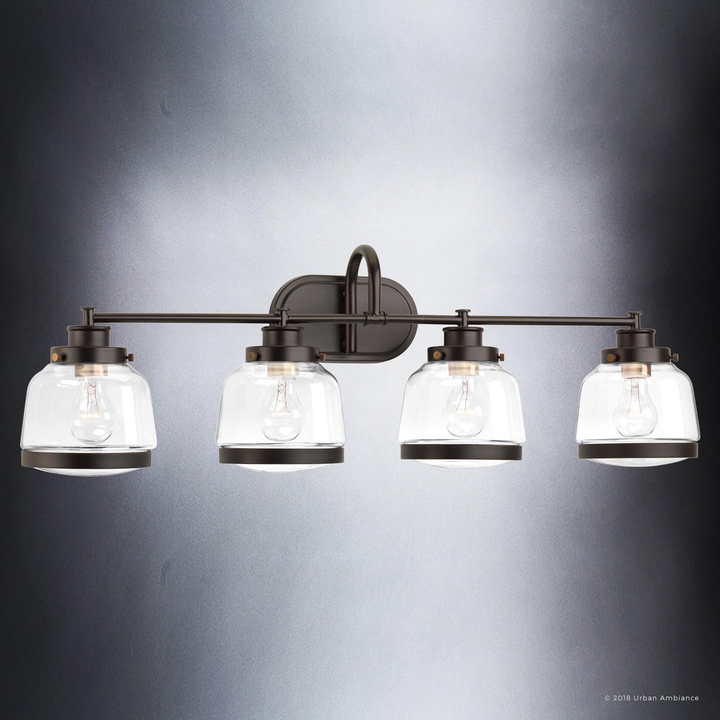 Urban Ambiance Luxury Industrial Chic Bathroom Vanity Light, Large Size: 11.25' H x 35.75' W, with Art Deco Style Elements, Olde Bronze Finish, UHP2541, Nottingham Collection