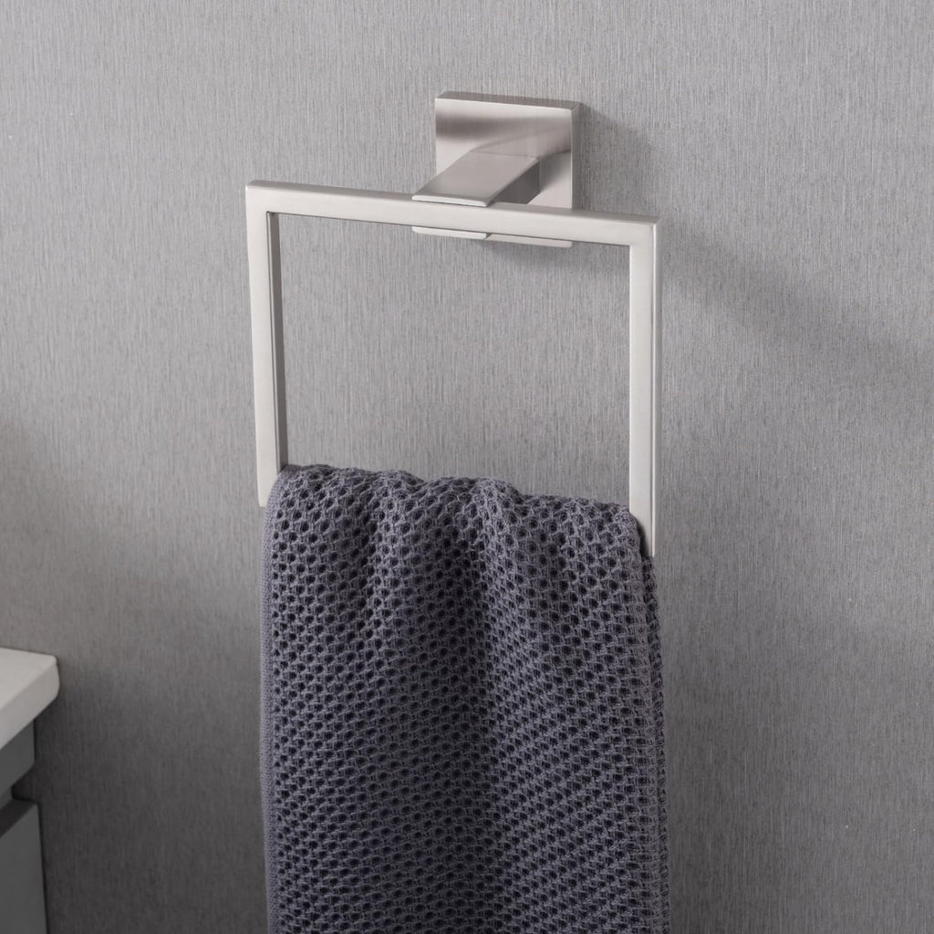 5-Piece Sus304 Bathroom Set: Towel + Ring + Hooks + Tp Holder, Brushed Nickel Stainless Steel Material & Lasting Durability Bathroom Modern