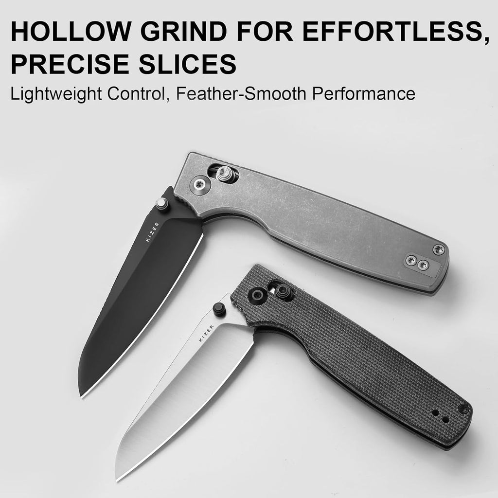 Kizer Original 2 EDC Pocket Knife, 3.19' S45VN Sheepsfoot Folding Knife with Titanium Handle, Thumb Stud Opener Clutch Lock, for Camping Hiking Fishing Ki3605.2SA1