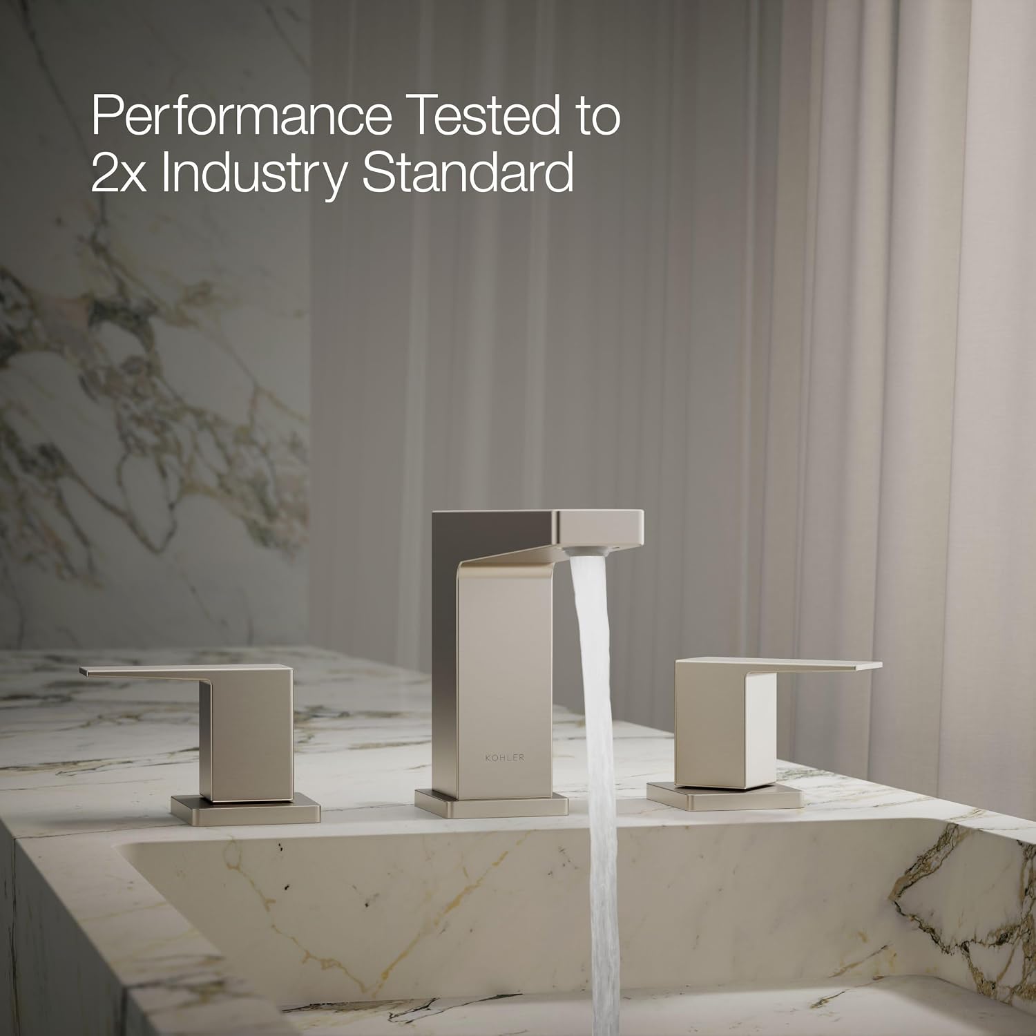 Kohler 23255-4-BN Honesty® Widespread Bathroom Sink Faucet, 1.2 gpm, Vibrant Brushed Nickel