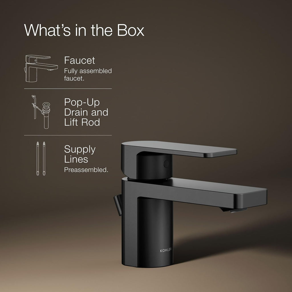 Kohler 24804-4-BL Parallel® Low Single-Handle Bathroom Sink Faucet, 1.2 gpm, Matte Black