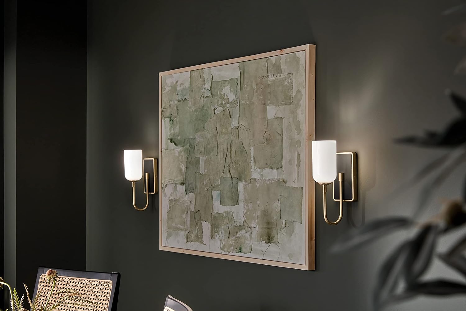 Kichler Solia 1-Light Wall Sconce, Modern Light with Opal Glass in Champagne Bronze with Black, Damp Rated, for Bathroom, Bedroom, Living Room, or Hallway (13.5' x 5'), 55161CPZ