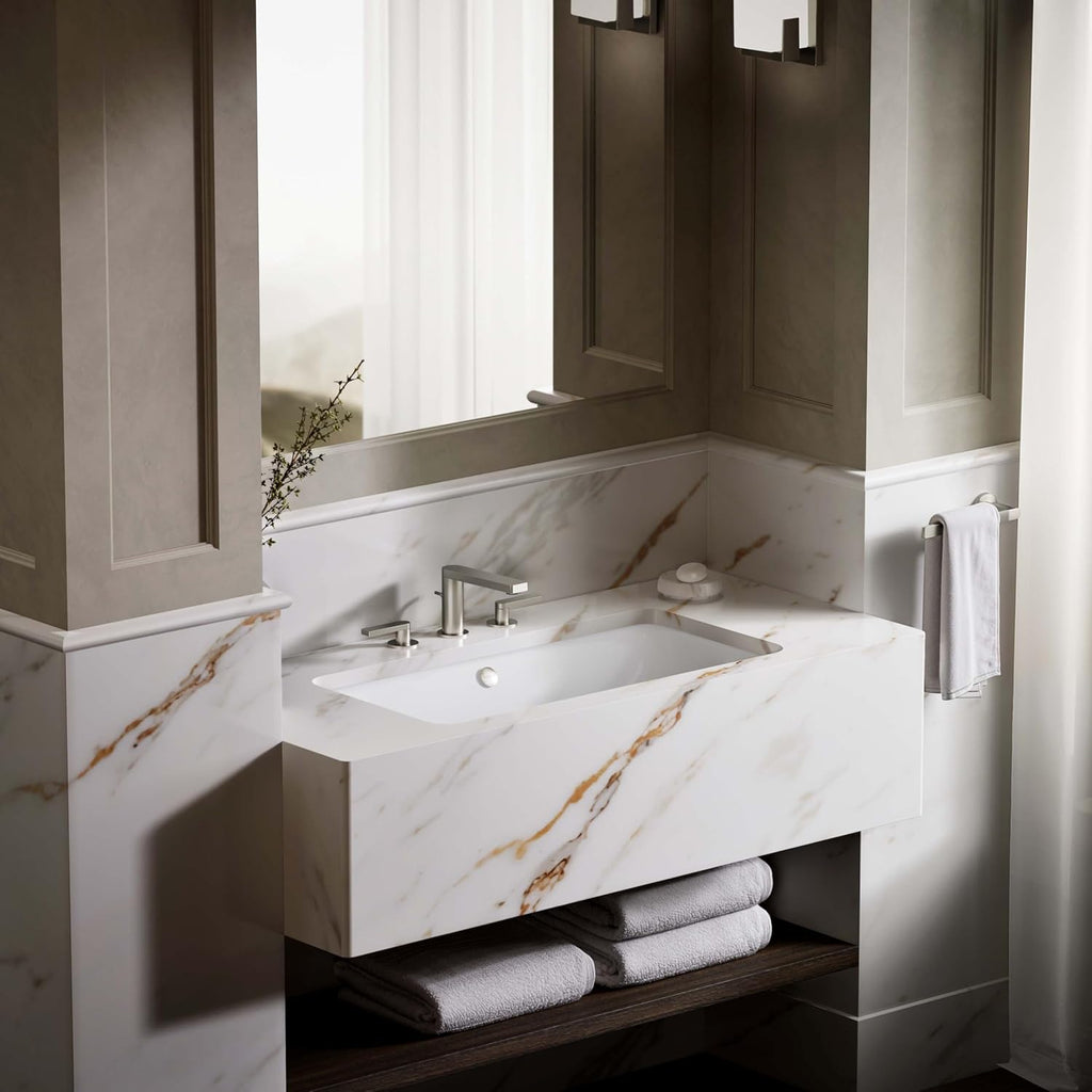 KOHLER K-20212-0 Bathroom Sinkiron Plains large Rectangular Basin., White