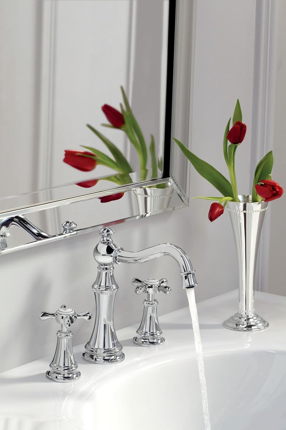Moen Weymouth Chrome Two-Handle Widespread Cross Handle Bathroom Faucet Trim Set, Valve Required, TS42114
