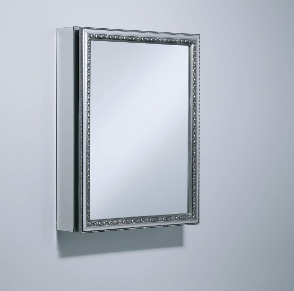 Kohler CB-CLW2026SS Aluminum Bathroom Medicine Cabinet with Mirror, Decorative Silver Framed Mirror Door, Adjustable Shelves, Rectangular Frame, 20 in. W x 26 in. H