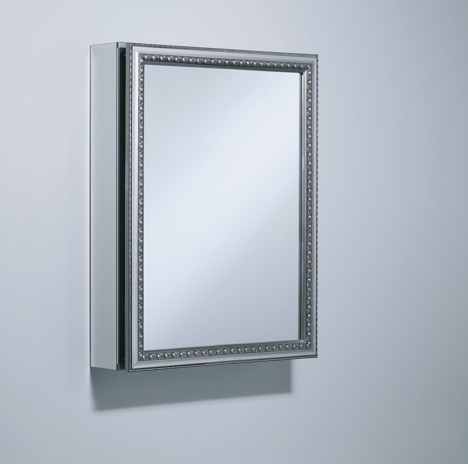 Kohler CB-CLW2026SS Aluminum Bathroom Medicine Cabinet with Mirror, Decorative Silver Framed Mirror Door, Adjustable Shelves, Rectangular Frame, 20 in. W x 26 in. H
