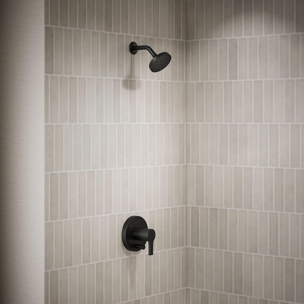 KOHLER T35326-4G-BL, Elate Rite-Temp Shower Trim Kit with Push-Button Diverter, 1.75 GPM Showerhead, Matte Black, Modern Shower Fixture, Water-Saving Design