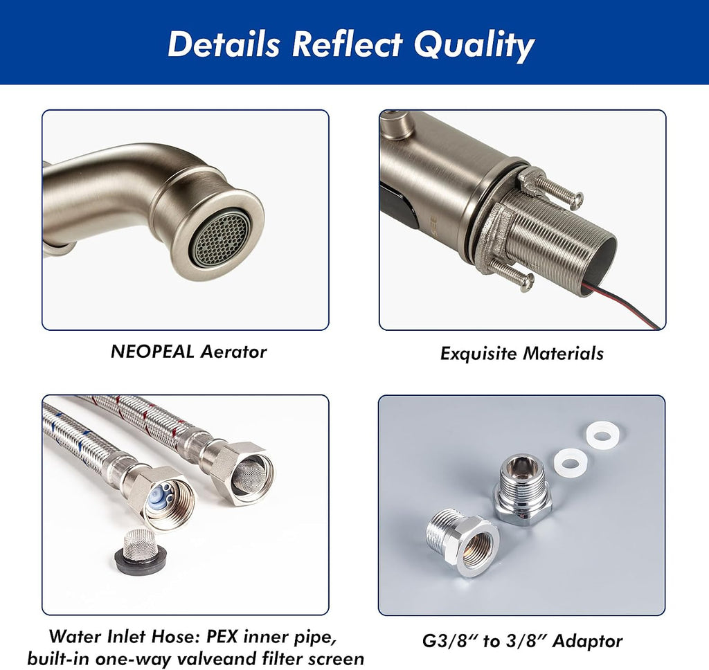 Brushed Nickel Single Hole Bathroom Faucet with 360° Rotating Spout & Temperature Control Handle, TS-5501N