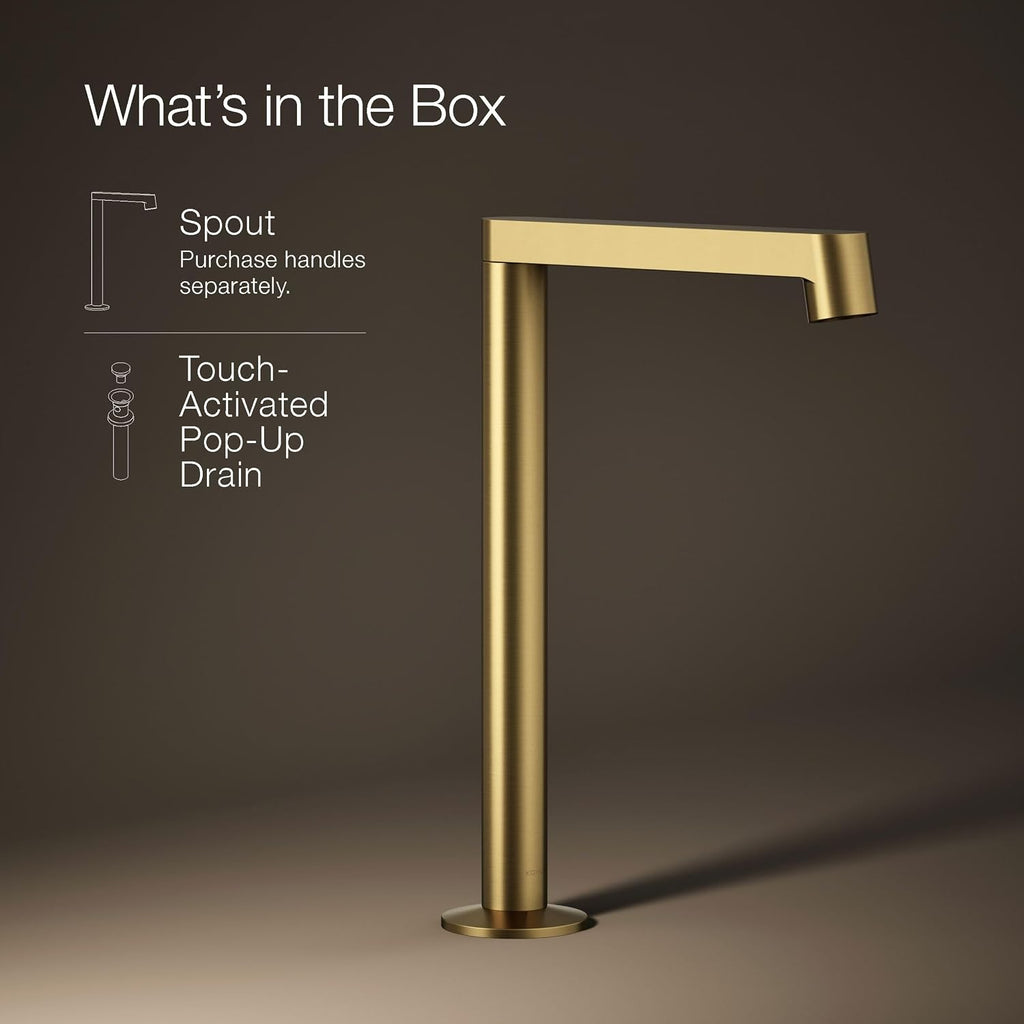 Kohler 23887-2MB Components® Bathroom Sink Faucet spout with Row Design, 1.2 gpm, Vibrant Brushed Moderne Brass