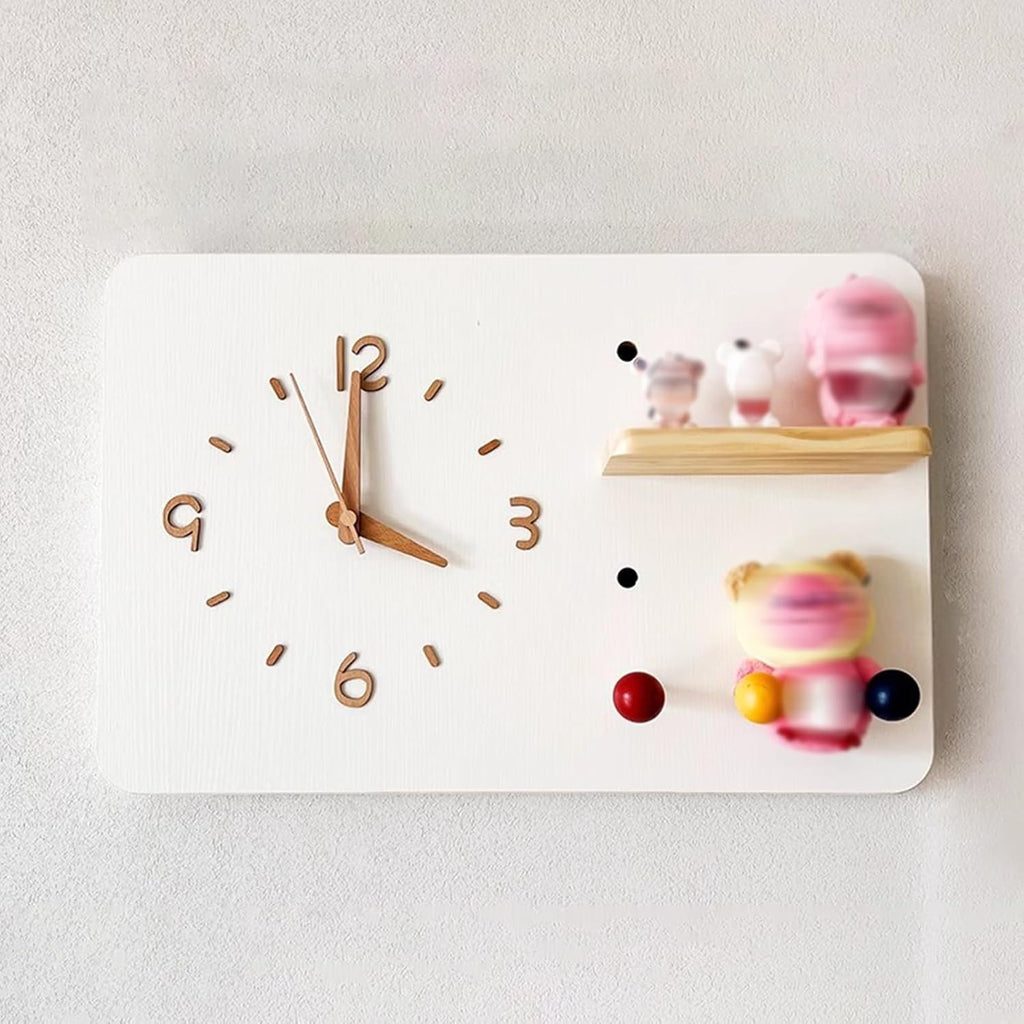 Electrical Panel Cover Solid Wood Circuit Breaker Box Cover Household, Electrical Panel Cover with Clock & Hook, Creative Power Distribution Box Protective Lid(White,W40 x L50 cm (15.8 x 19.7 in))